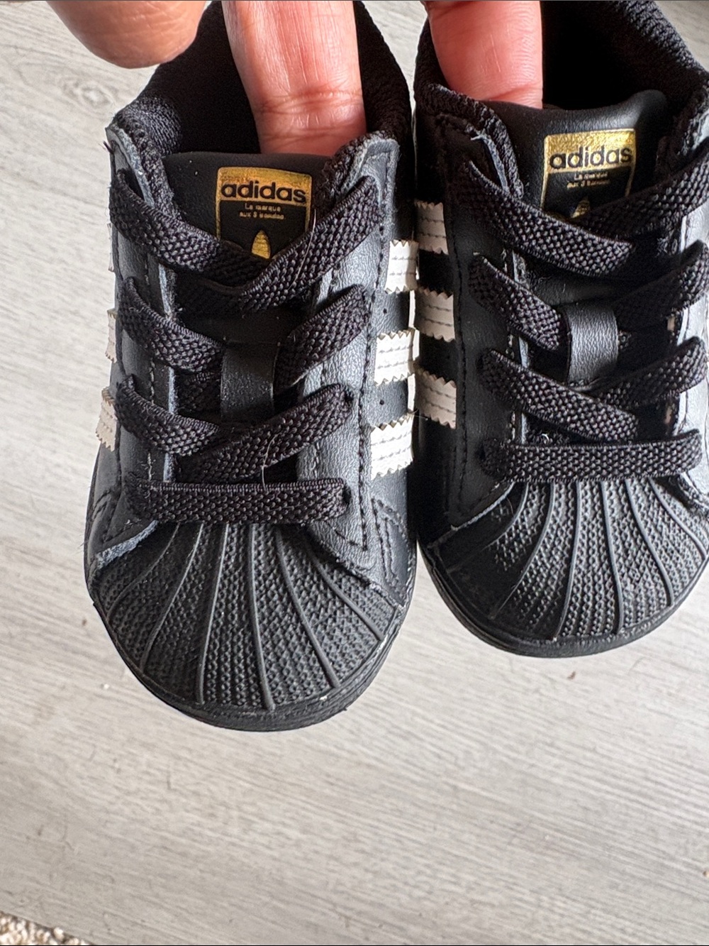 adidas Kids Black and White Classic Shell-Toe Sneakers